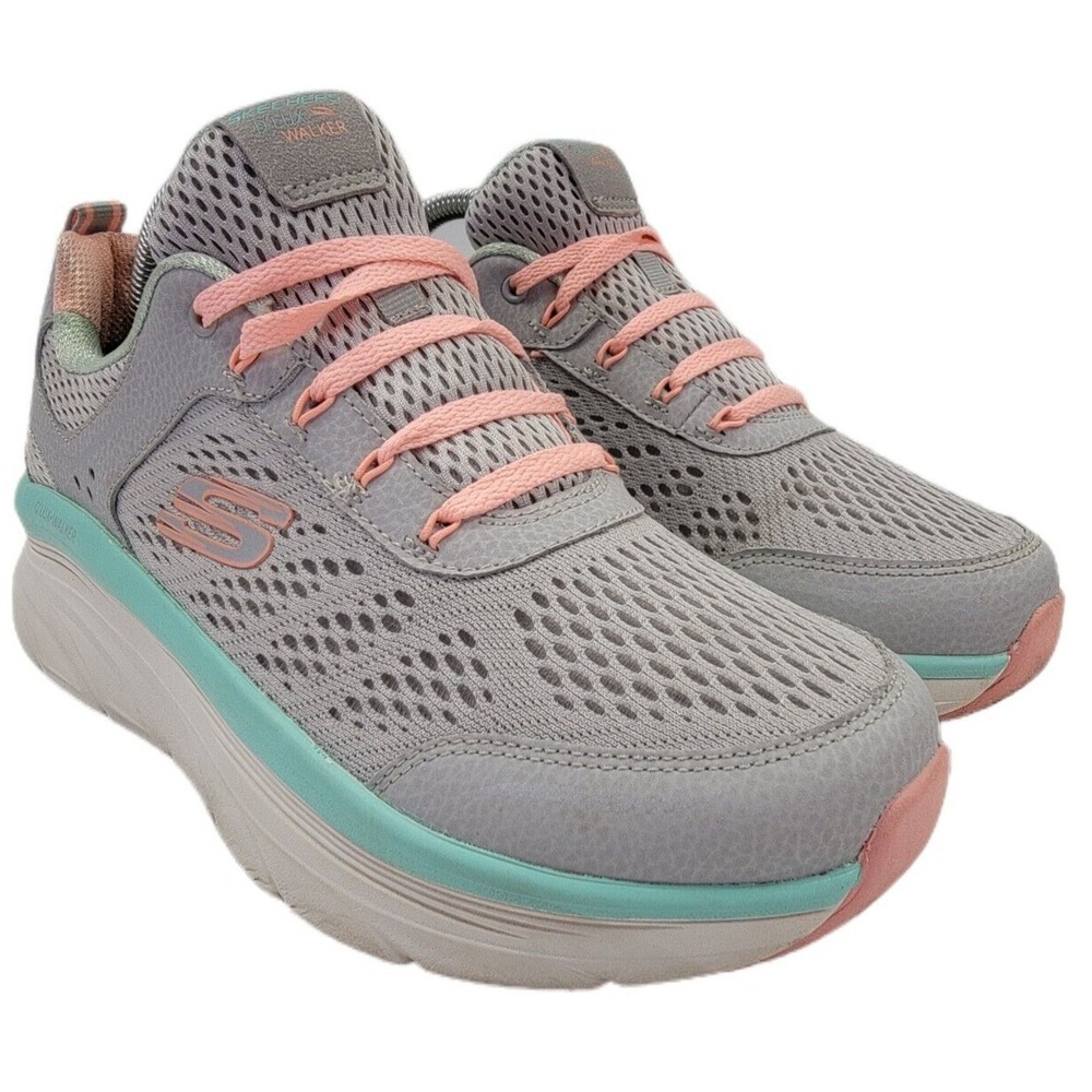 Skechers Women's D'Lux Walker Grey Sea Foam‎ Green Comfort Walking Shoes Sz 9 M
